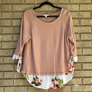 NEW YORK & COMPANY Mock Layered Pink Sweater